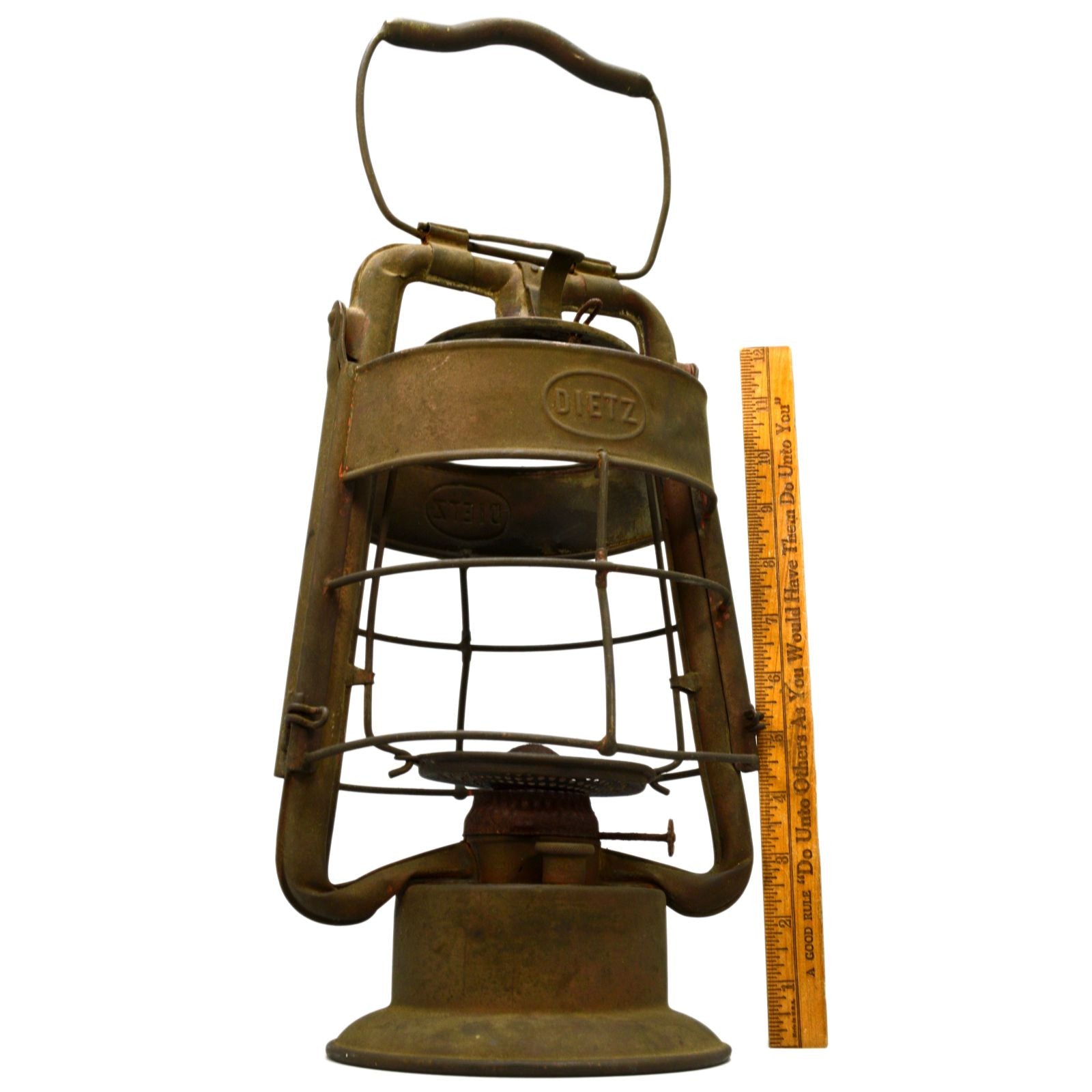 Vintage 1907 Dietz King Fire Department Brass Lantern - No Globe, Original Patina - Perfect for Antique Collectors, Historical Displays & Rustic Home Decor