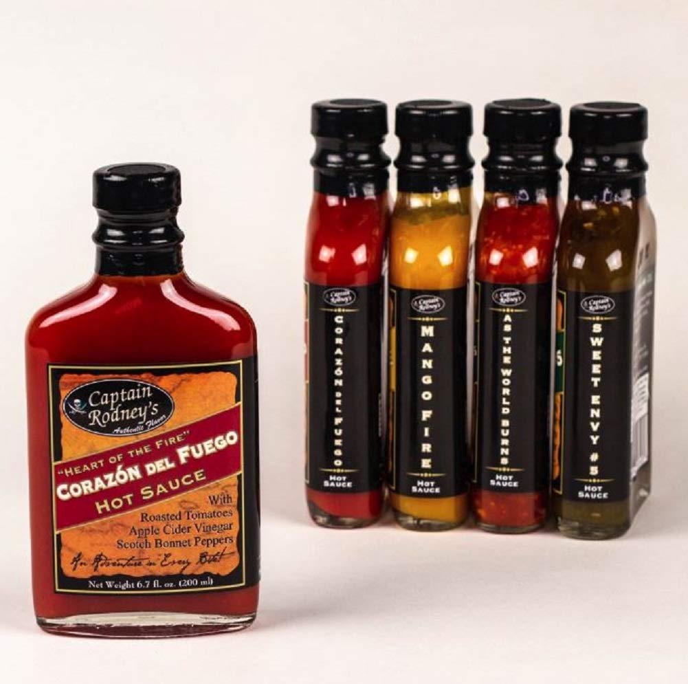 Captain Rodney's Private Reserve Hot Sauce – Corezon Del Fuego | Spicy Gourmet Hot Sauce for Tacos, Wings & BBQ | Premium Artisan Hot Pepper Sauce for Cooking & Gifting