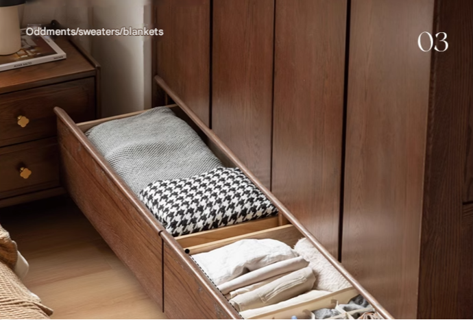 Oak Solid Wood Modern Off Floor Wardrobe - Stylish Freestanding Closet for Bedroom, Living Room & Office Storage