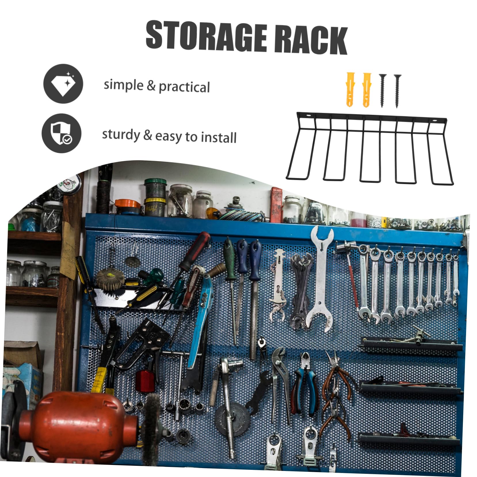 HOMSFOU Heavy Duty Electric Drill Storage Rack - Wall Mounted Power Tool Organizer with Iron Shelves for Garage, Workshop & DIY Projects - Perfect for Storing Hand Tools, Drills & Accessories