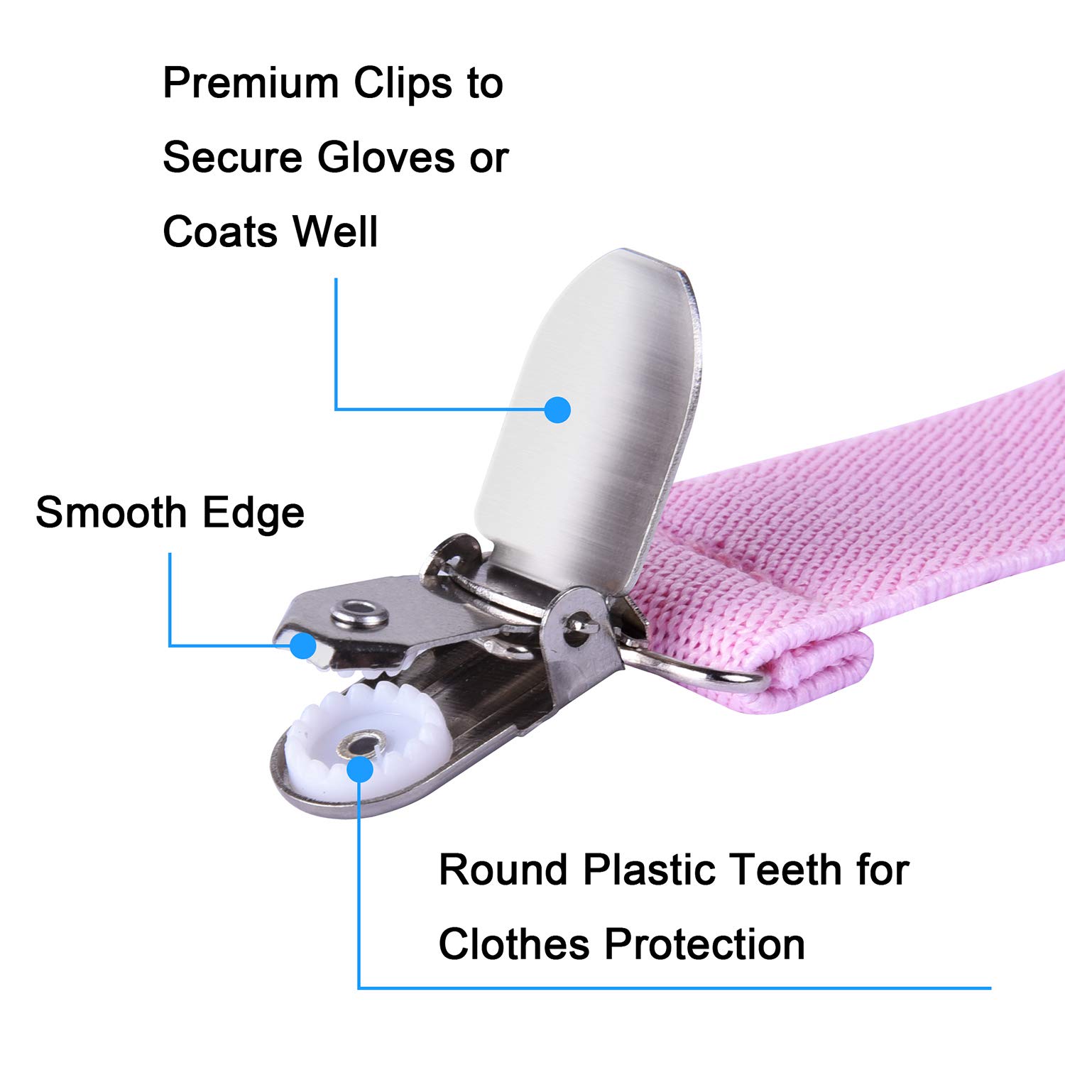 Wisdompro Mitten Clips for Toddlers Kids & Adults - 4 Pack Glove Holders with Adjustable Elastic Straps - Keep Gloves Together for Winter Sports Outdoor Activities