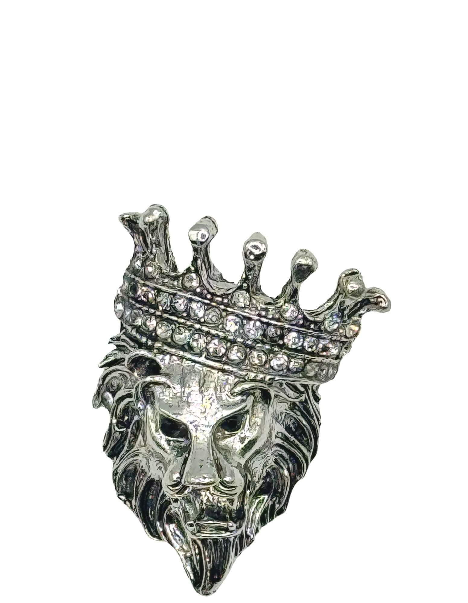 DÉCLIC Crowned Lion Brooch Pin - Elegant Silver Jewelry for Women, Perfect for Parties, Weddings & Special Occasions