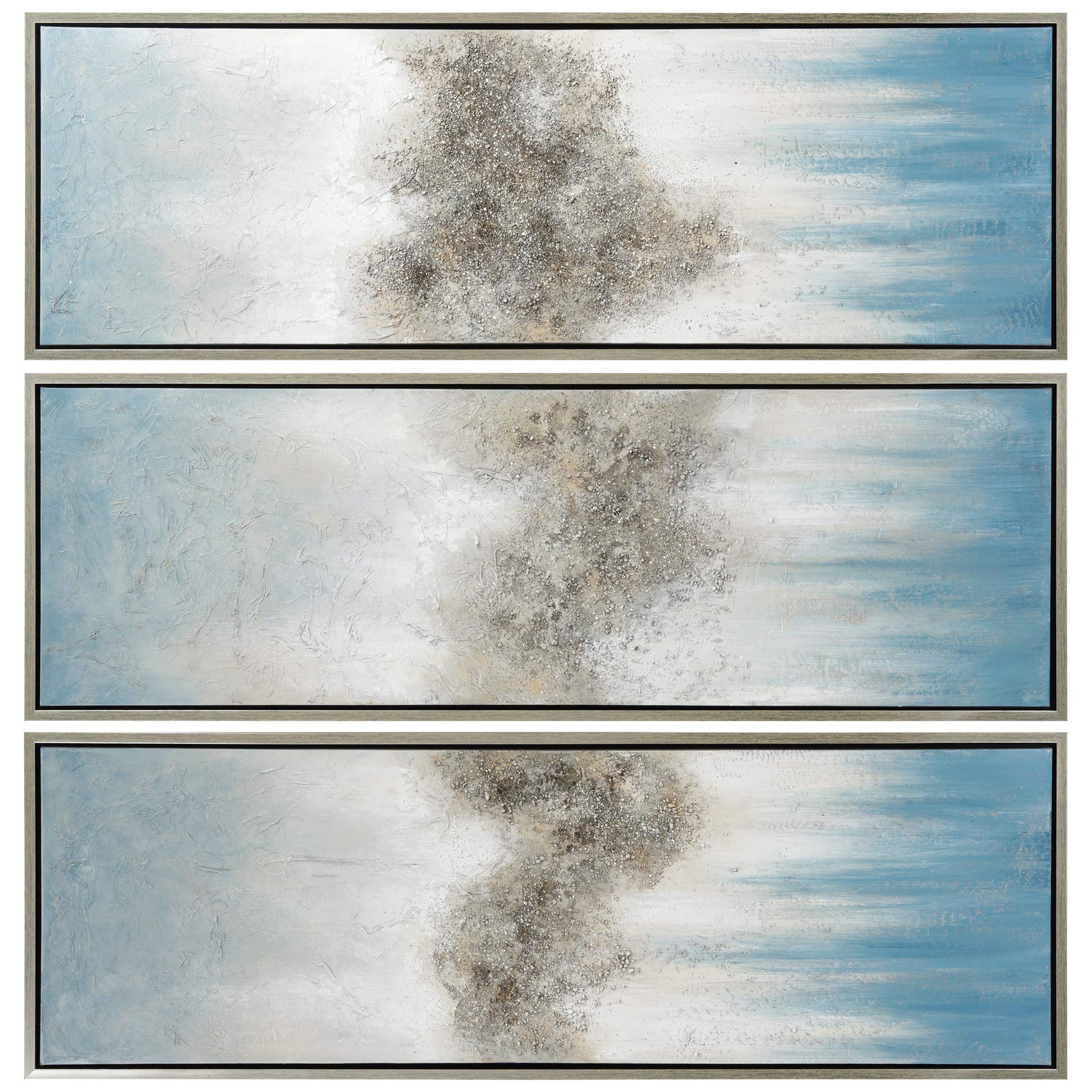 Martin Edwards Abstract Wall Art - Hand Painted Textured Canvas Triptych Set 60x20 Inches - Modern Home & Office Decor for Living Room, Bedroom, Dining Area