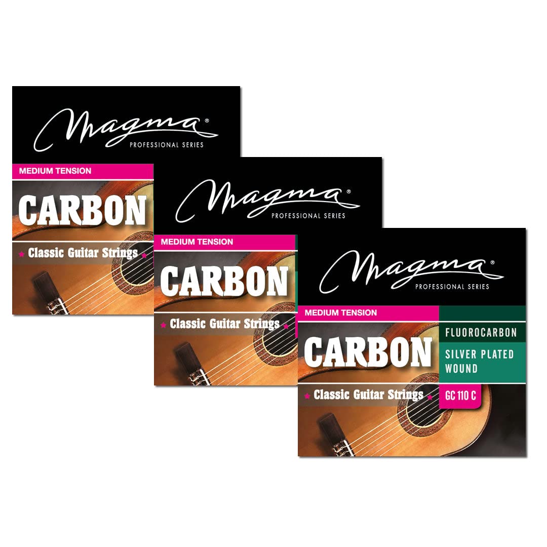Magma GC110C Classical Guitar Strings - Medium Tension Fluorocarbon Nylon Trebles & Silver Plated Copper Basses (3 Sets Pack) | Perfect for Classical & Flamenco Guitar Players | Professional Quality for Concerts, Recording & Practice