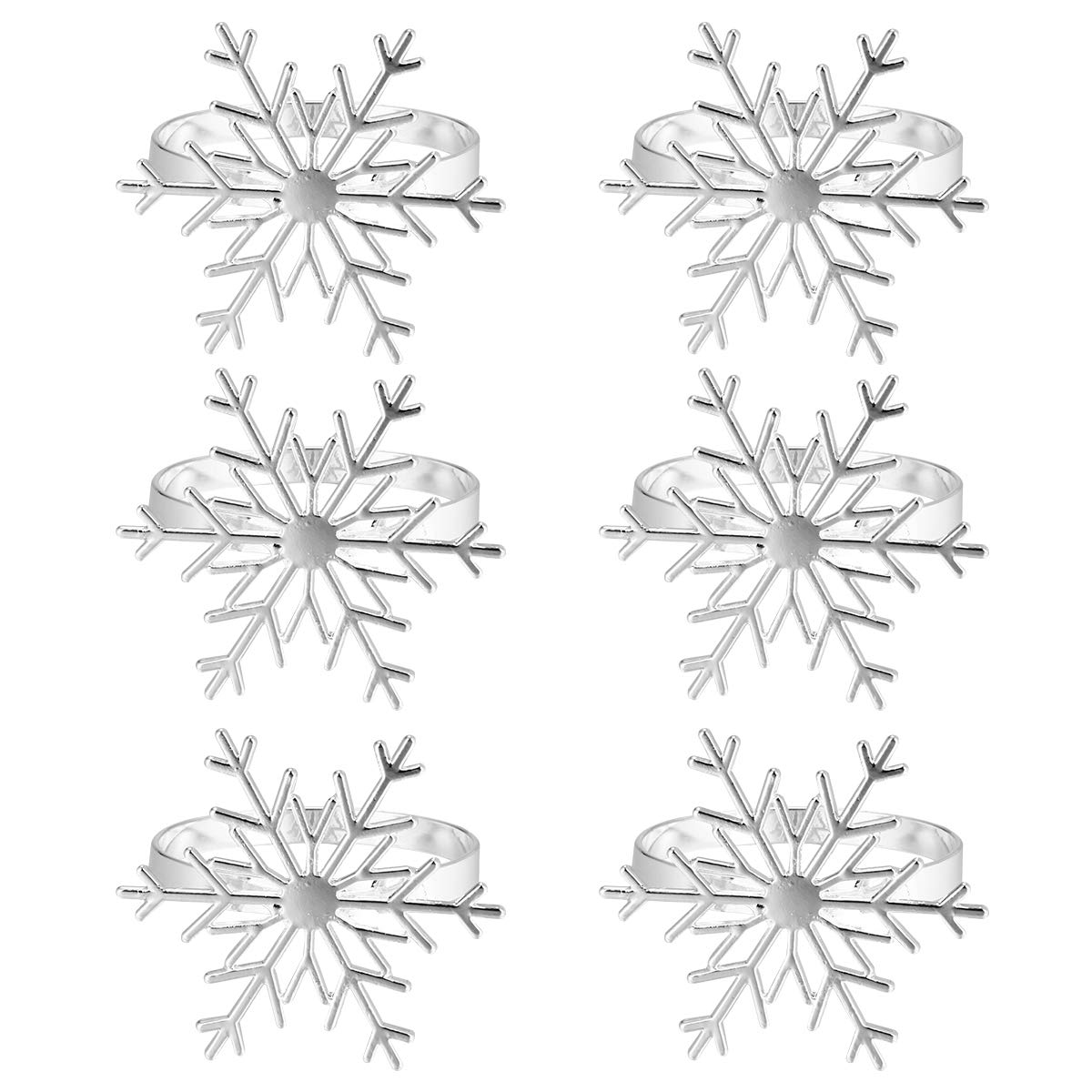 PRETYZOOM 6Pcs Christmas Tissue Buckles - Festive Snowflake Napkin Rings for Holiday Table Decor (Silver) - Perfect for Christmas Parties, Dinner Table Settings & Winter Wedding Decorations