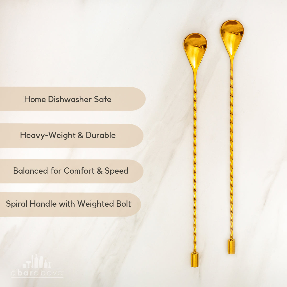 Vintage Copper Bar Spoons - 12 Inch Classic Cocktail Mixing Spoon for Bartenders & Home Bars - Perfect for Stirring, Layering & Crafting Cocktails