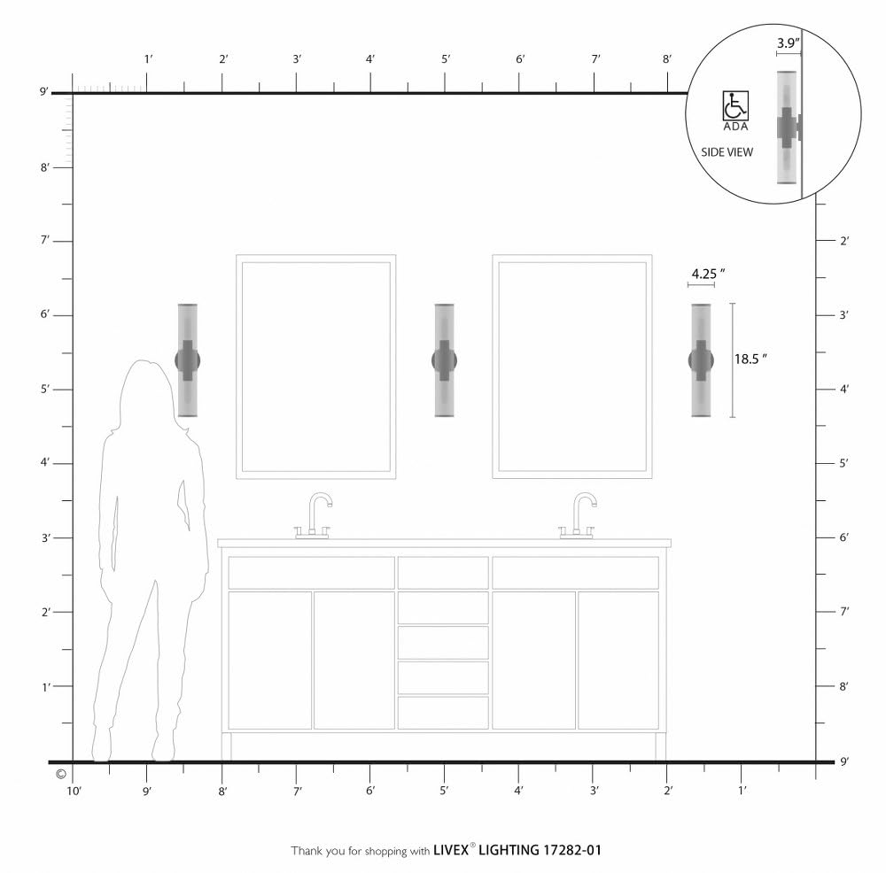Livex Lighting Bancroft 2-Light ADA Bathroom Vanity Light - 18.5