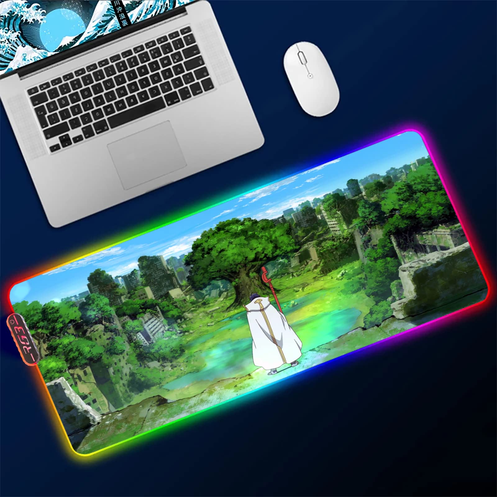 RGB Gaming Mouse Pad Large Extended - 400x450mm LED Mouse Mat with Non-Slip Rubber Base, Soft Surface Desk Mat for Keyboard & Mouse - Perfect for PC Gaming Setup, Office Work & Home Computer Use