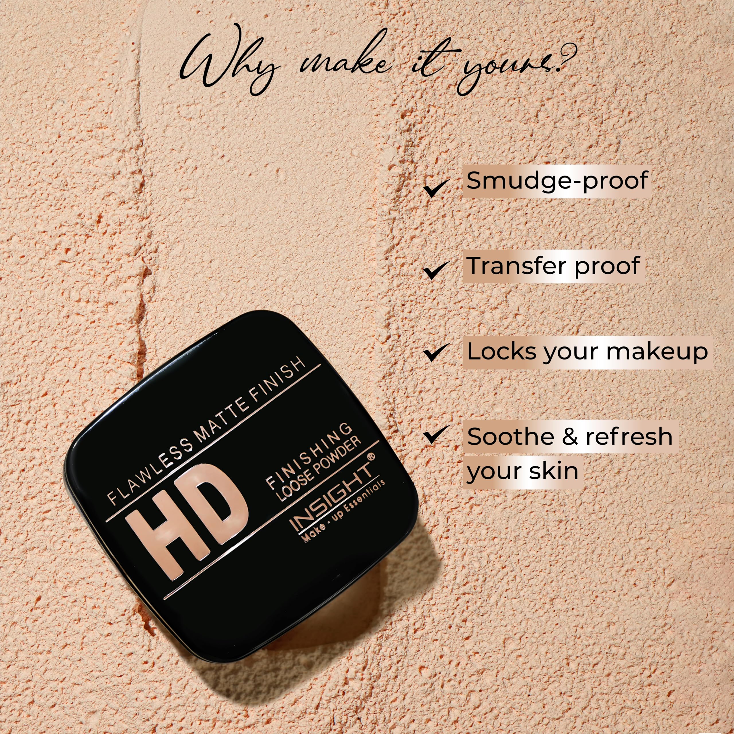 INSIGHT Translucent Pressed Face Powder - Honey Shade for All Skin Types, 75g | Oil Control & Matte Finish for Daily Makeup & Touch-Ups
