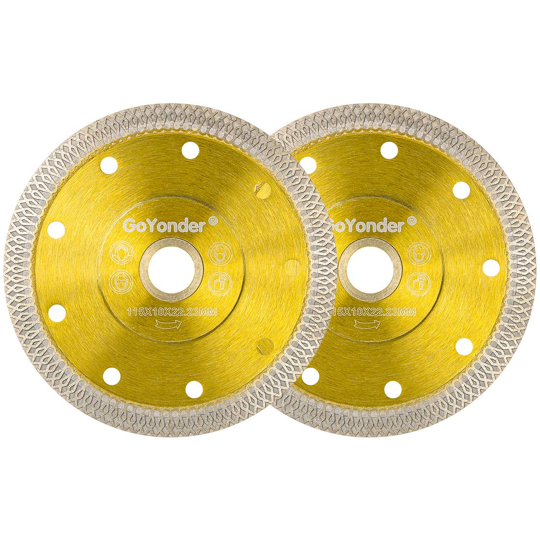 GoYonder 2 Pack 4.5 Inch 115mm Ultra Thin Diamond Ceramic Saw Blade - Premium Porcelain Tile Cutting Disc for Wet/Dry Cutting - Perfect for Bathroom Renovation, Kitchen Backsplash & Floor Tile Installation