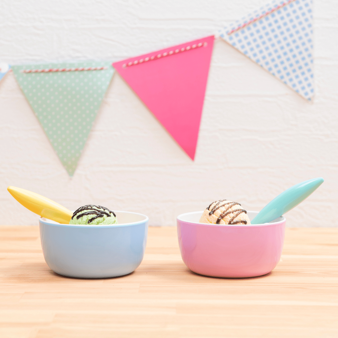 Bzyoo ColorPop Melamine Spoon Set - 6 Piece Pastel Colored Kitchen Utensils for Dining, Parties & Picnics