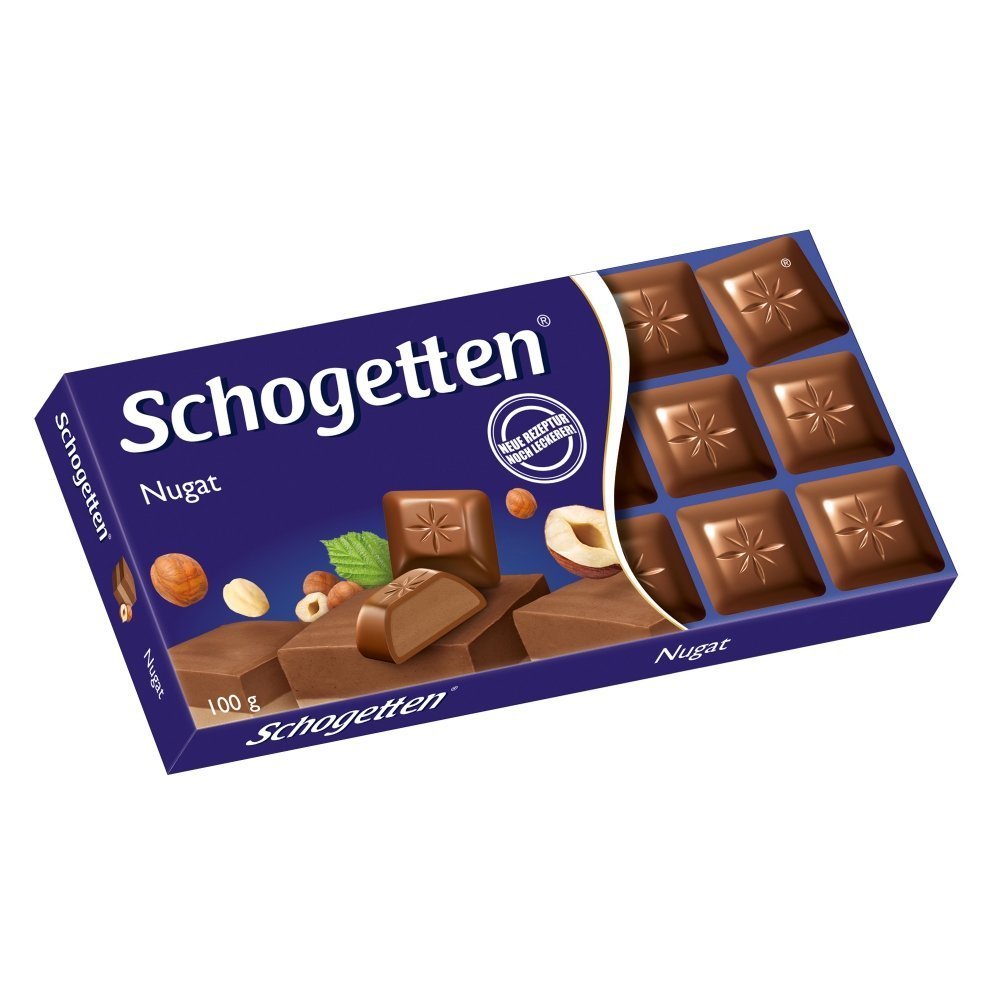 Schogetten Nugat Chocolate Bar 100g (15-Pack) - Premium German Chocolate Bars for Gifts, Parties & Snacking - Bulk Chocolate for Holidays, Office Treats & Dessert Platters