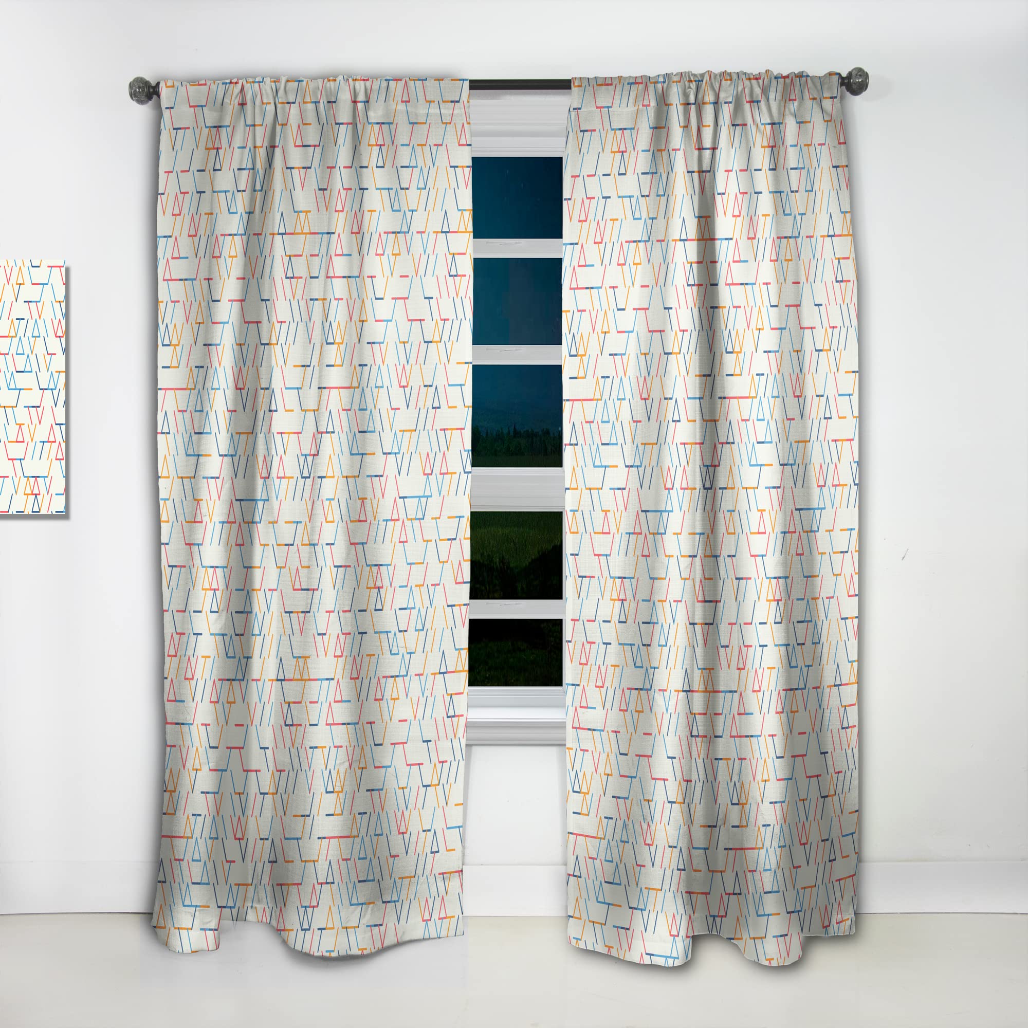 DesignQ Abstract Geometric Pattern Thermal Insulated Curtains - Single Panel 52x90 Inches - Blackout Drapes for Bedroom & Living Room - Perfect for Home Decor, Privacy & Energy Saving