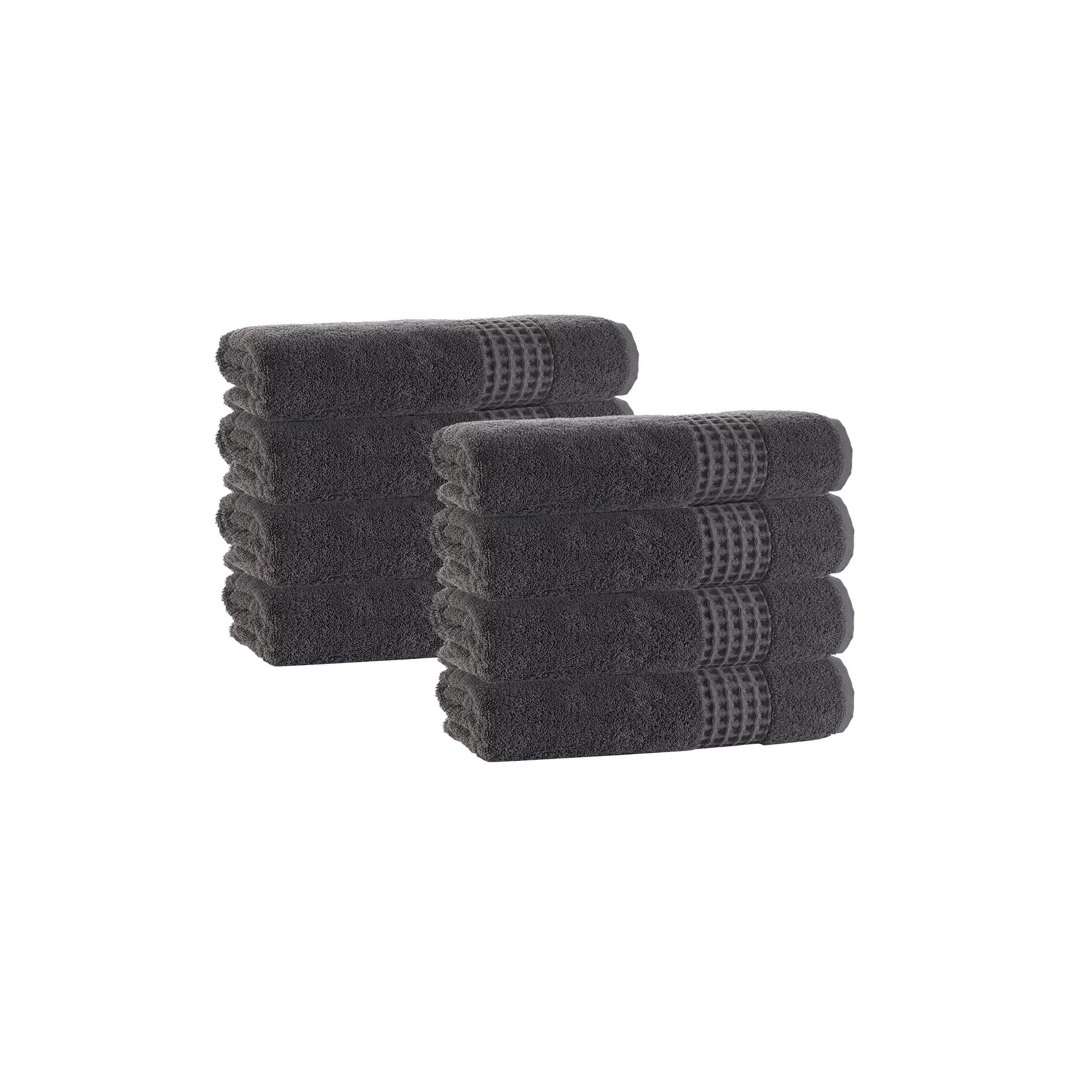 Premium Turkish Cotton Washcloths - Enchante Home Ela 12x12 Inch Bath Towels, Soft & Absorbent Face Towels for Spa, Gym, Travel & Daily Use (Anthracite)