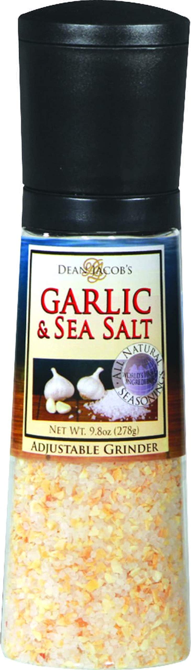 Dean Jacob's Garlic and Sea Salt Jumbo Grinder (2 Pack) - Premium Seasoning for Grilling, Cooking & Baking - Ideal for Steak, Pasta & Vegetables