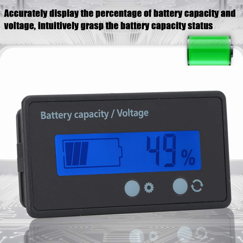12-84V LCD Digital Battery Capacity Monitor & Voltage Meter - Compatible with Lithium/Iron Phosphate Batteries (Blue) - Perfect for Solar Power Systems, Electric Vehicles & DIY Battery Testing