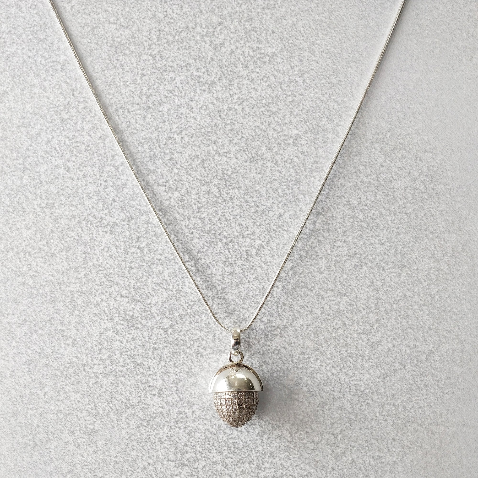 Cubic Zirconia & 925 Sterling Silver Necklace - 8.52g Medium Bullet Pendant with 18.5