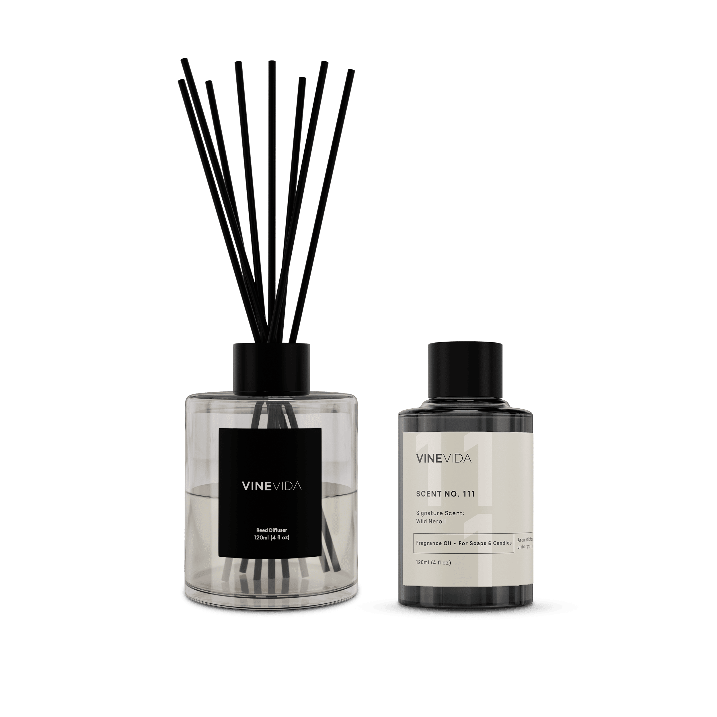 NO. 111 Reed Diffuser - Wild Neroli Fragrance Oil for Home | Aromatherapy Essential Oil Set for Bedroom, Bathroom & Office Decor