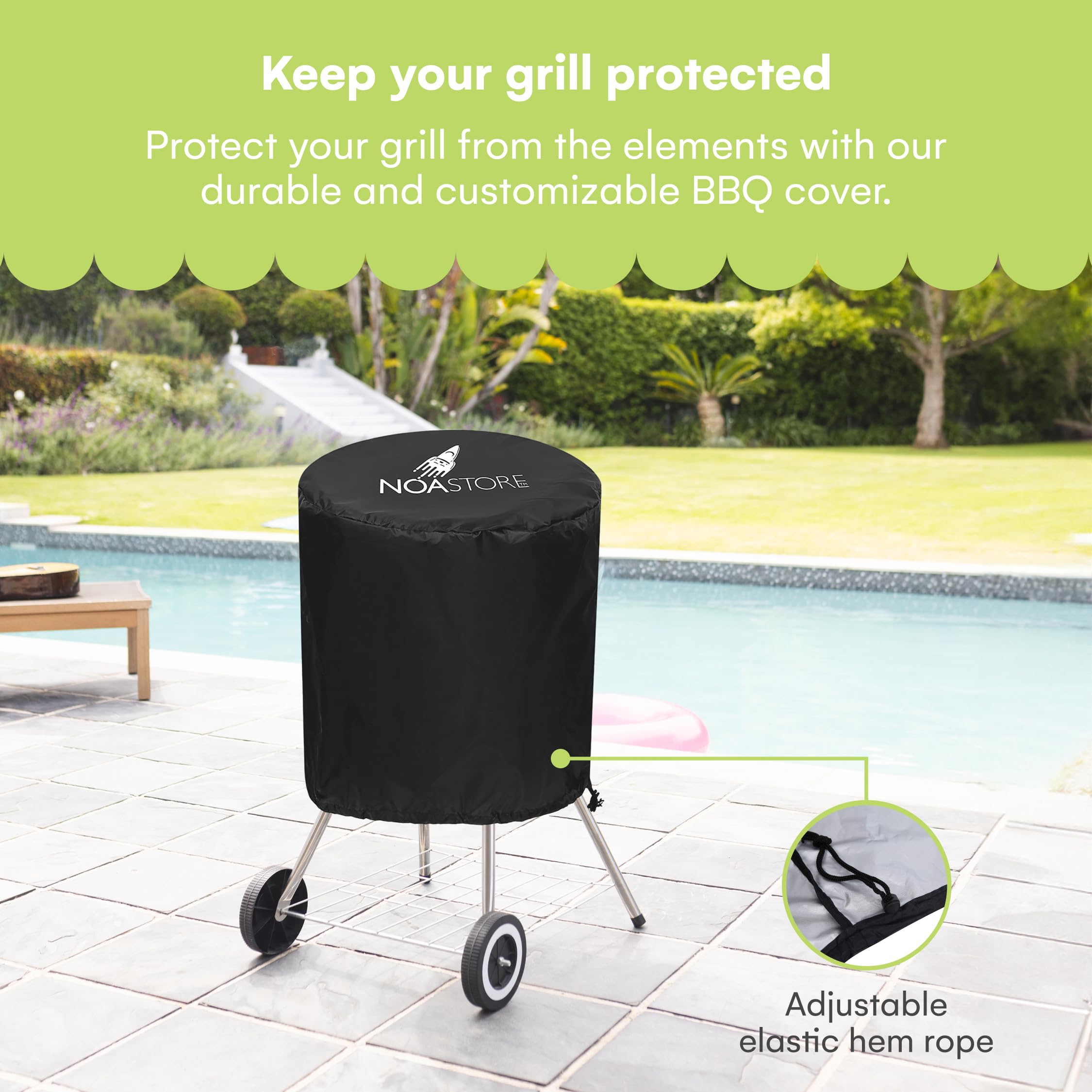 **Noa Store Heavy Duty 18 Inch BBQ Grill Cover - 210D Waterproof Gas Grill Cover for Smokers, Gas Stoves, Griddles & Kettle Grills - Perfect for Outdoor Cooking & Backyard BBQs**