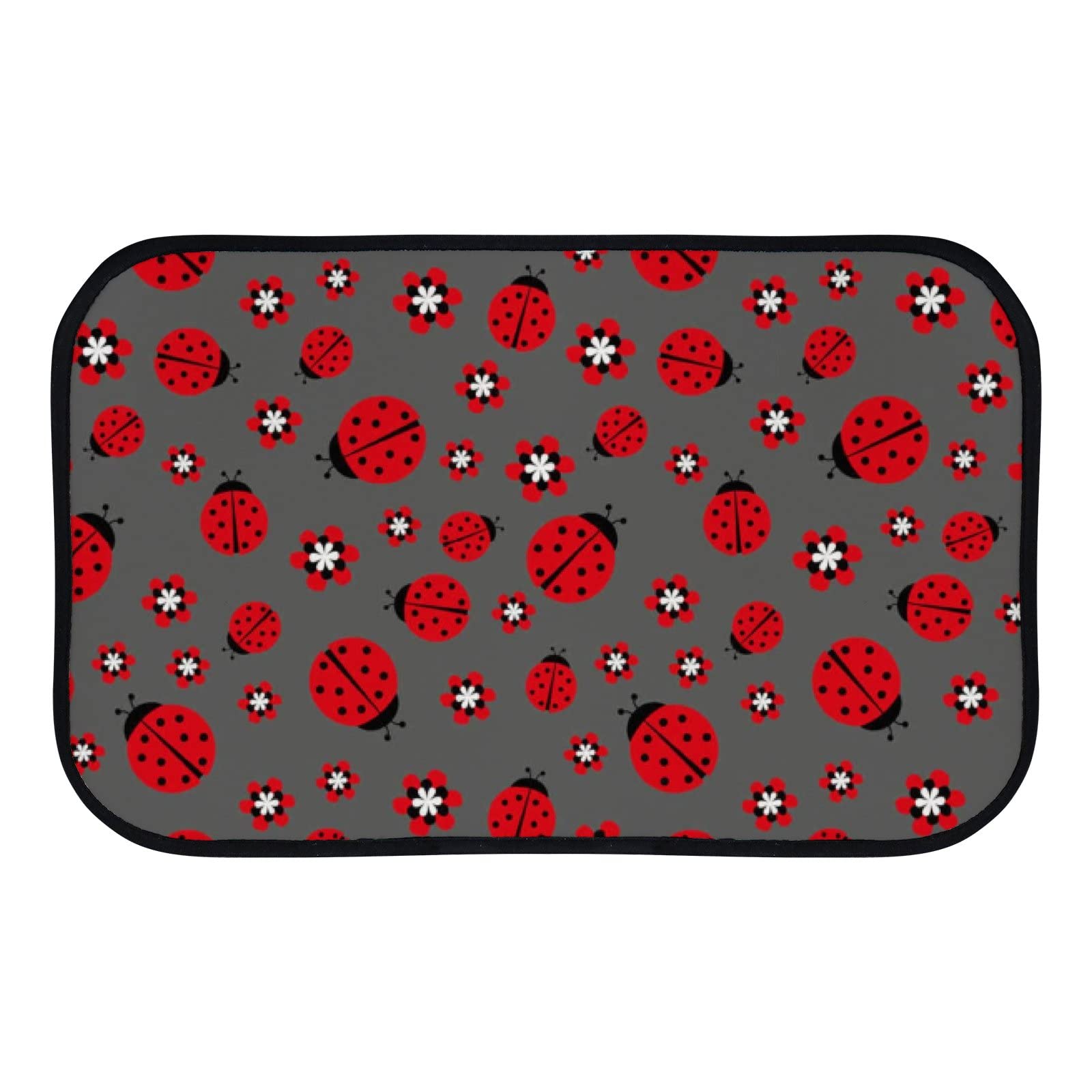 Soft Foam Non-Slip Washable Area Rug with Red Flower & Ladybug Design - 36x24 Inch Indoor/Outdoor Kitchen & Bathroom Mat for Home Decor - Perfect for Entryways, Laundry Rooms, and Pet Areas