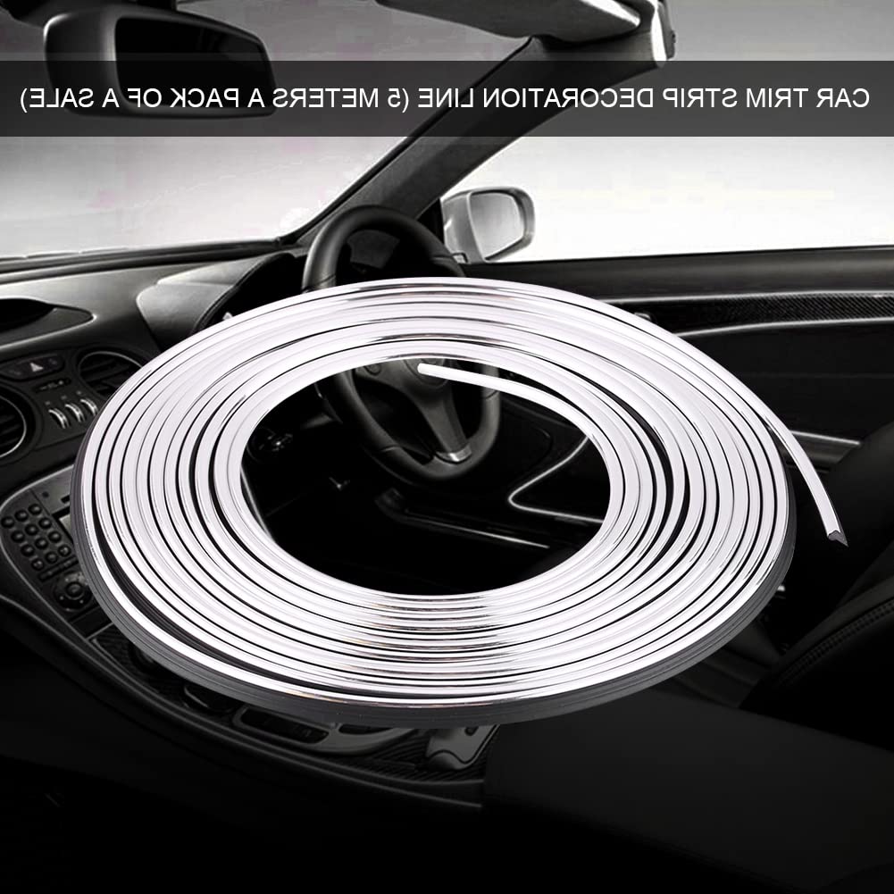 3D DIY High-End Latex Car Interior & Exterior Moulding Trim Strip - 5M/16.4FT Silver - Perfect for Door Edge Protection, Dashboard Decoration & Vehicle Customization