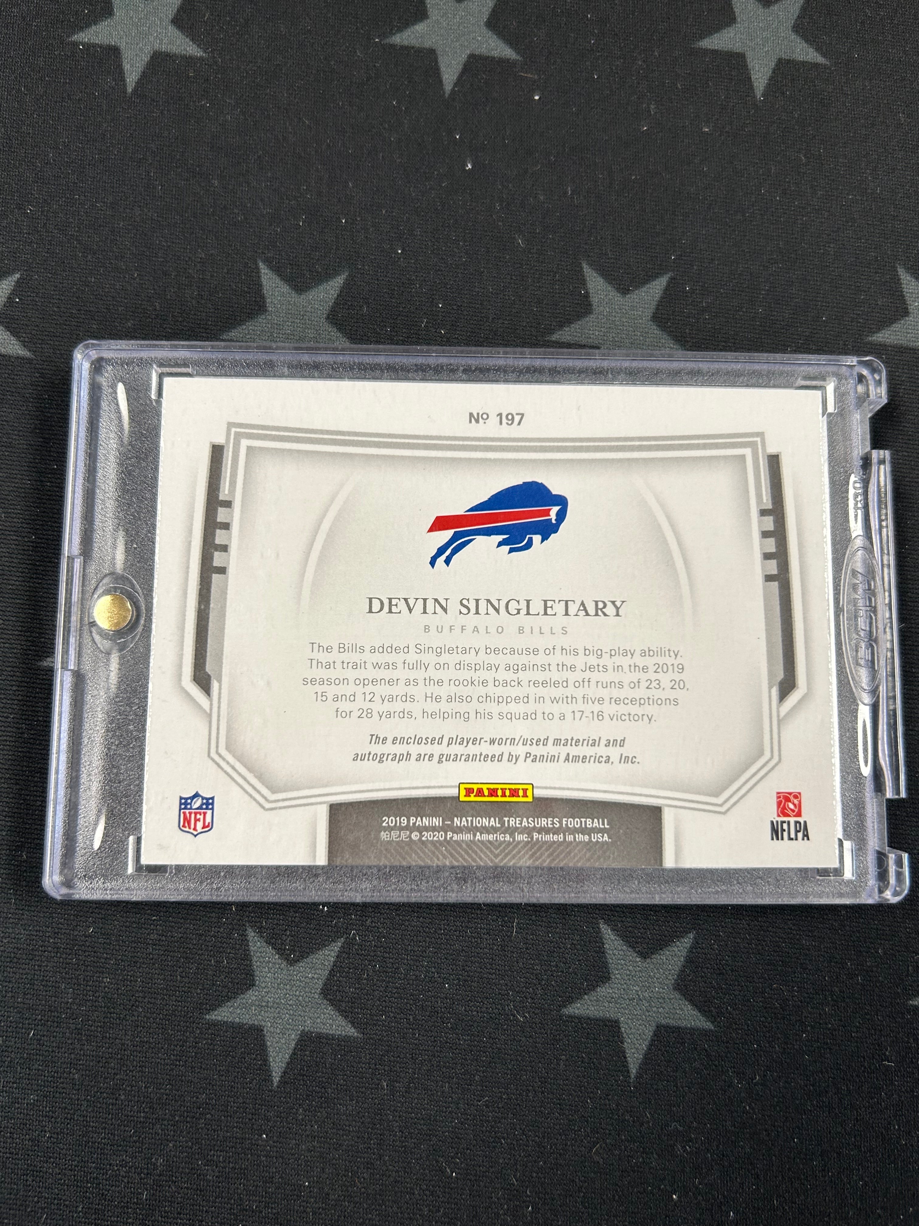 2019 Panini National Treasures Football Midnight Devin Singletary Rookie Patch Auto #197 /20 - Rare Collectible for NFL Fans & Sports Memorabilia Enthusiasts - Perfect for Display, Investment, and Gifting