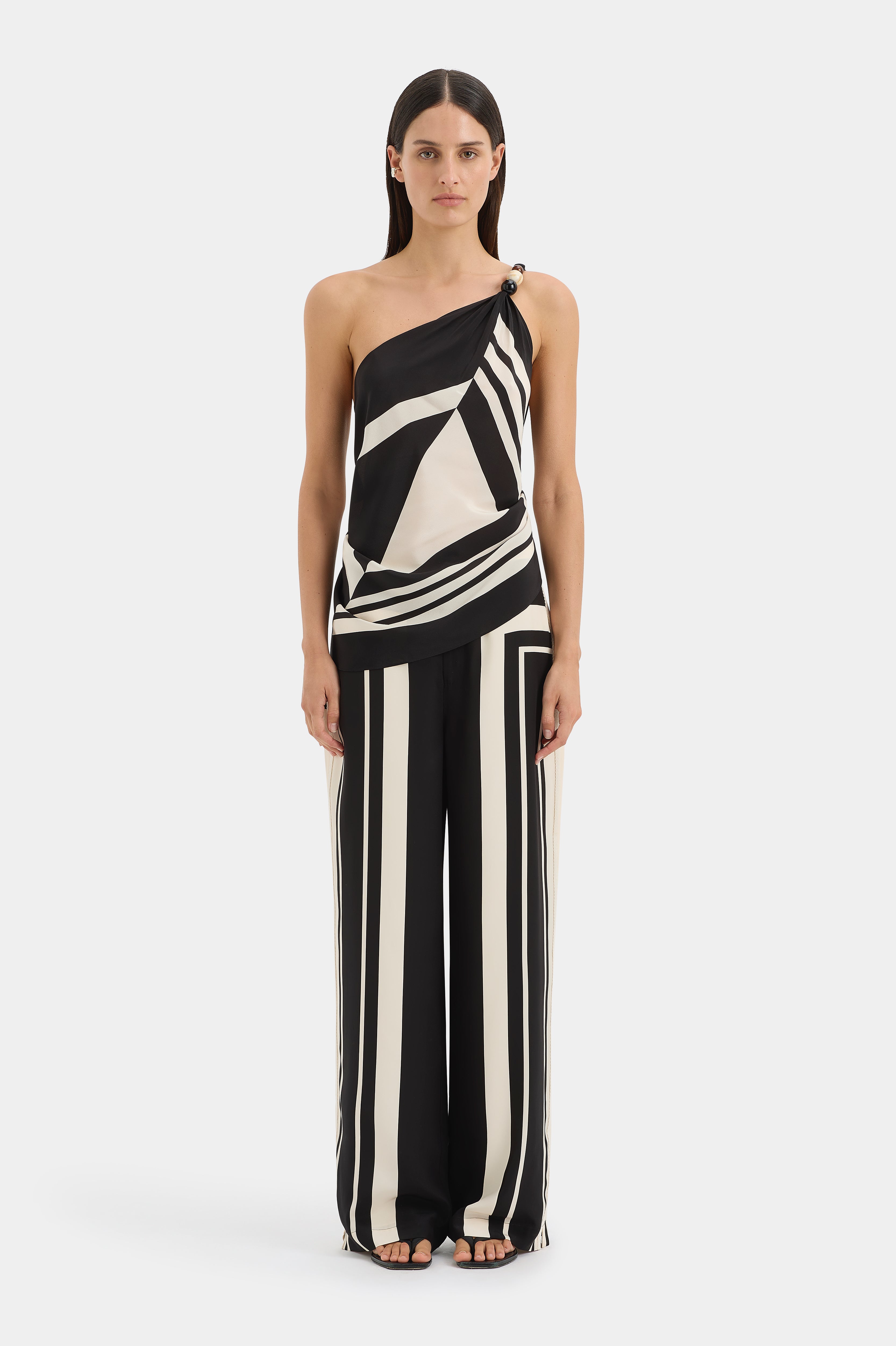 Pietra Wrap Top Milano Nero - Women's Elegant Sleeveless Wrap Blouse for Office, Date Night & Special Occasions