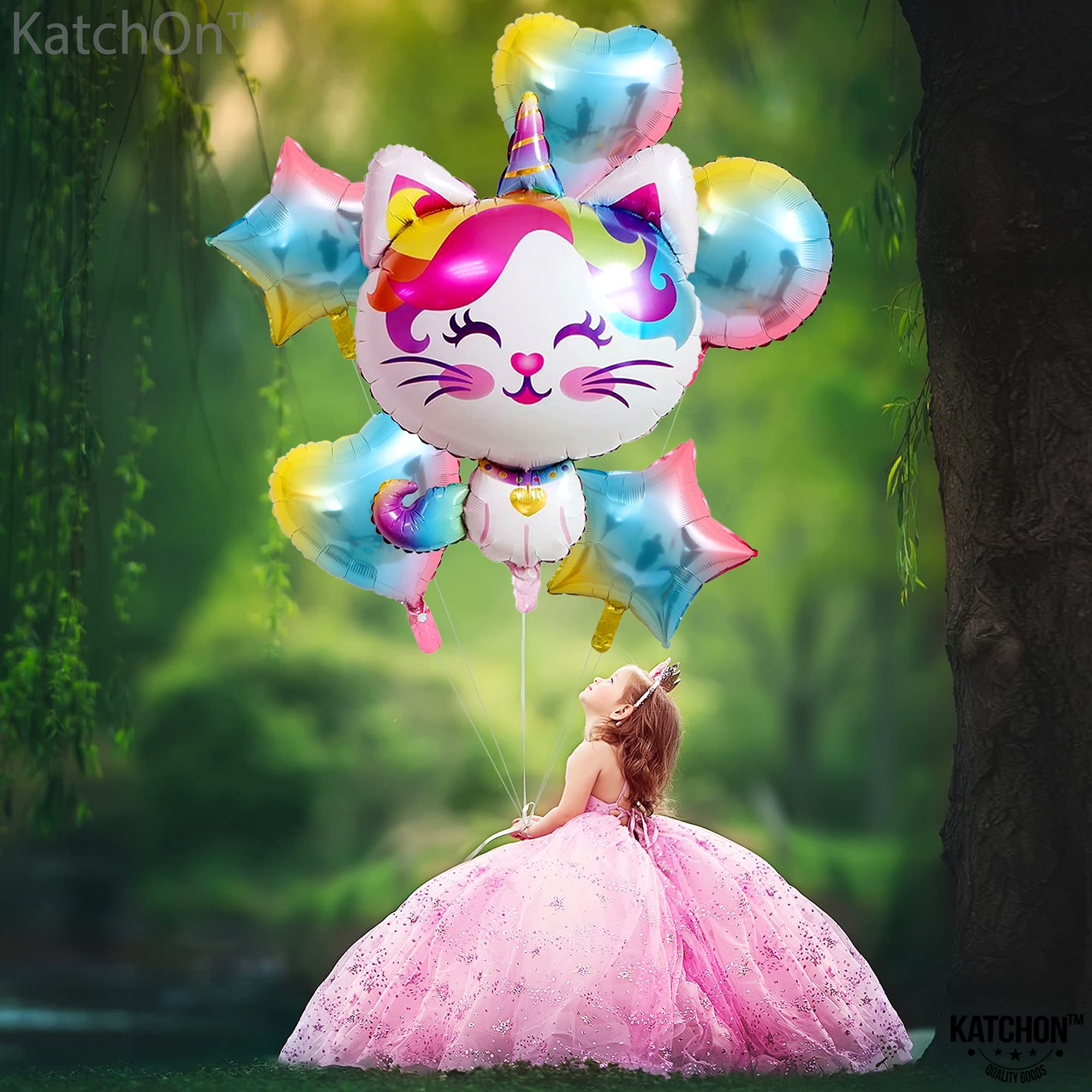 KatchOn Big Cute Caticorn Balloons - 36 Inch Pack of 6 | Kittycorn Party Decorations for Birthday, Baby Shower & Bridal Showers | Cat Unicorn Balloon Arch Supplies