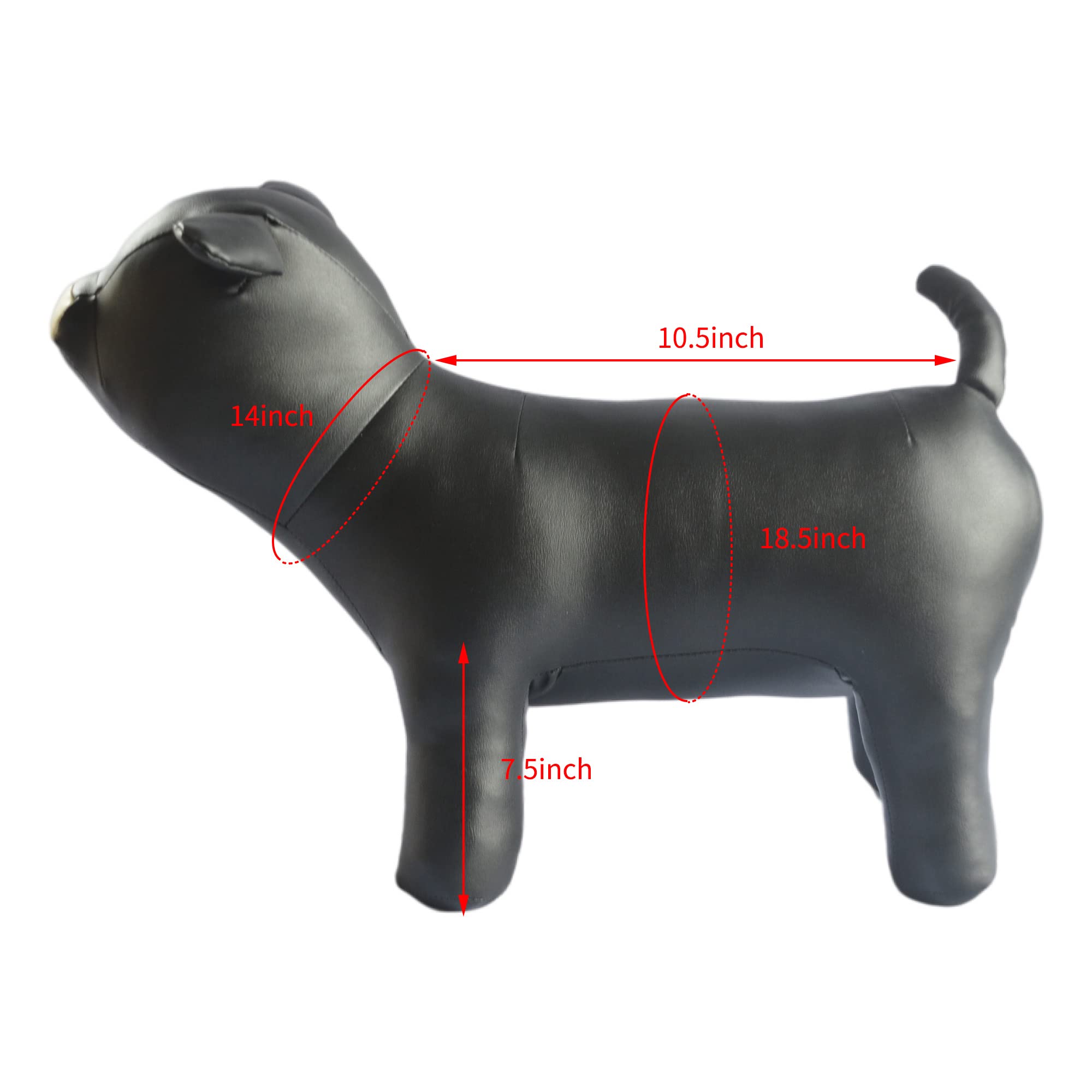 Premium PU Leather Standing Dog Mannequin - Flexible Stretch Bulldog Model for Displaying Dog Apparel & Pet Clothes | Perfect for Pet Boutiques, Dog Shops & Photography Studios | Black Bulldog Style