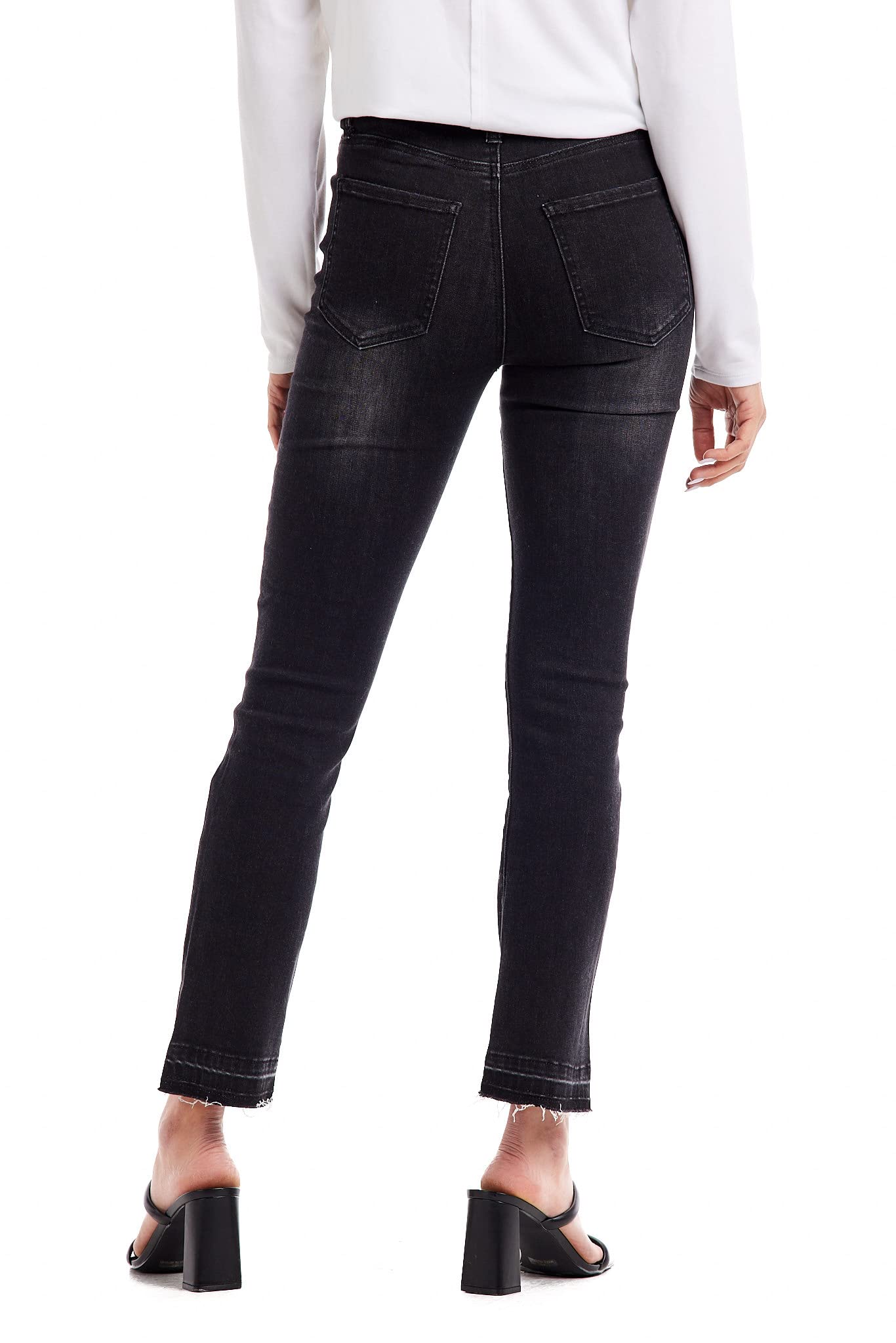 Mud Pie Women's Nico Release Hem Jeans - High Waist Distressed Denim Pants for Casual Outfits & Street Style Fashion
