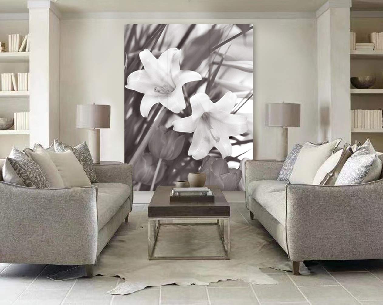 Screen Gems Lilly Folding Room Divider - 6 Panel Privacy Partition for Home, Office & Events - Decorative Freestanding Screen with Floral Design