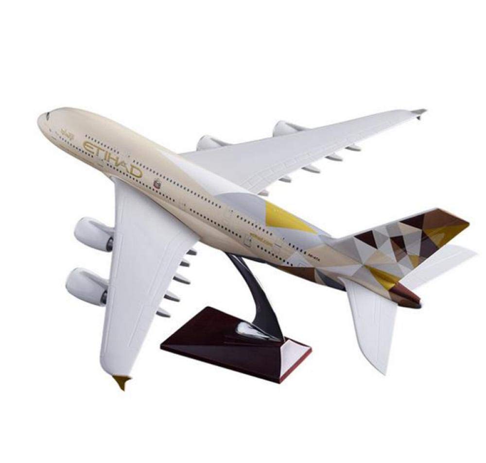 1/160 Scale Airbus A380 Diecast Model Airplane - 45.5cm Length with LED Lights & Rolling Wheels - Premium Plastic Resin Collectible Aircraft for Aviation Enthusiasts - Perfect for Display, Gifts & Home/Office Decoration