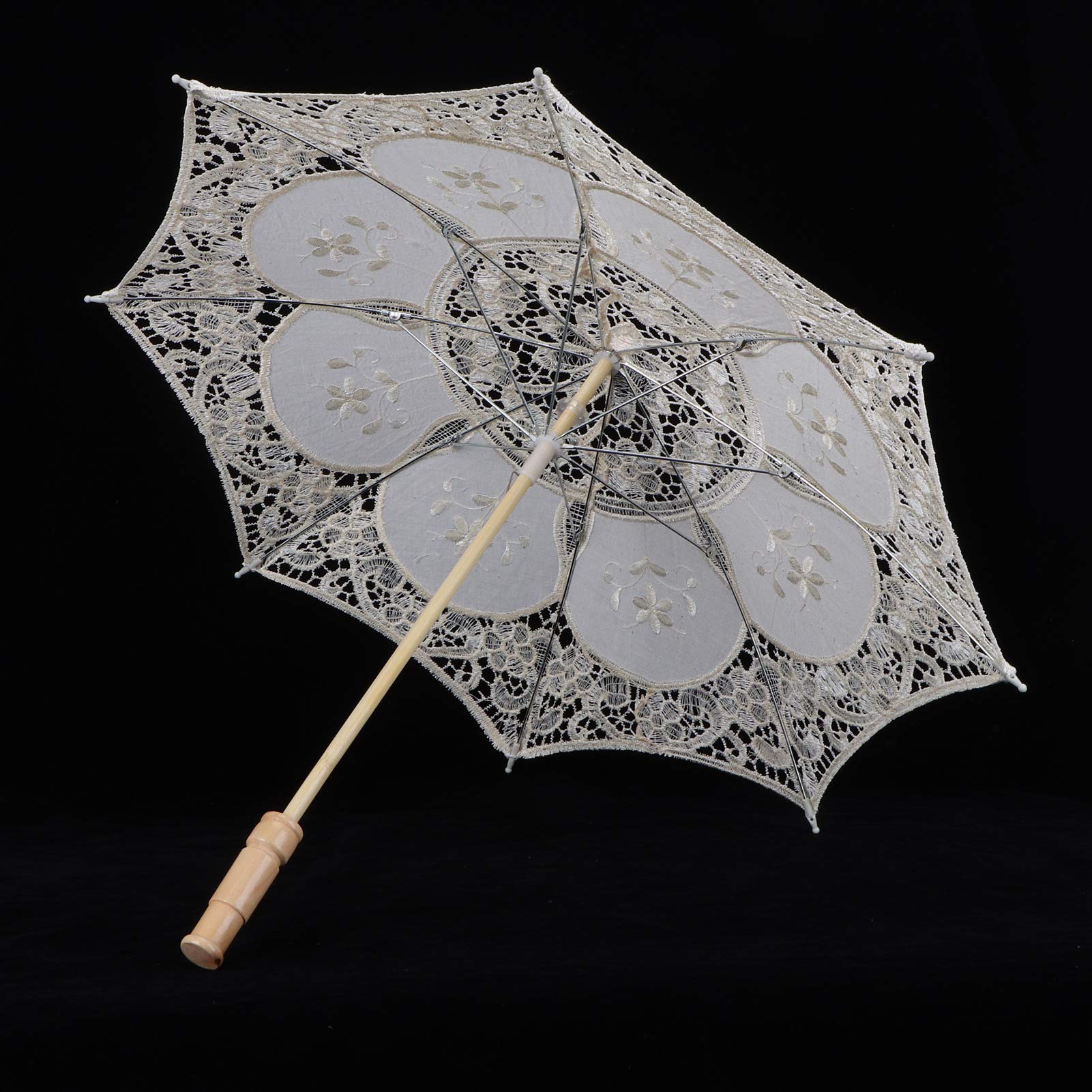 Elegant Lace Parasol with Eucalyptus - Romantic Wedding Umbrella for Brides, Fashionable Beige Small Bridal Accessory | Perfect for Outdoor Weddings, Photo Shoots & Garden Parties