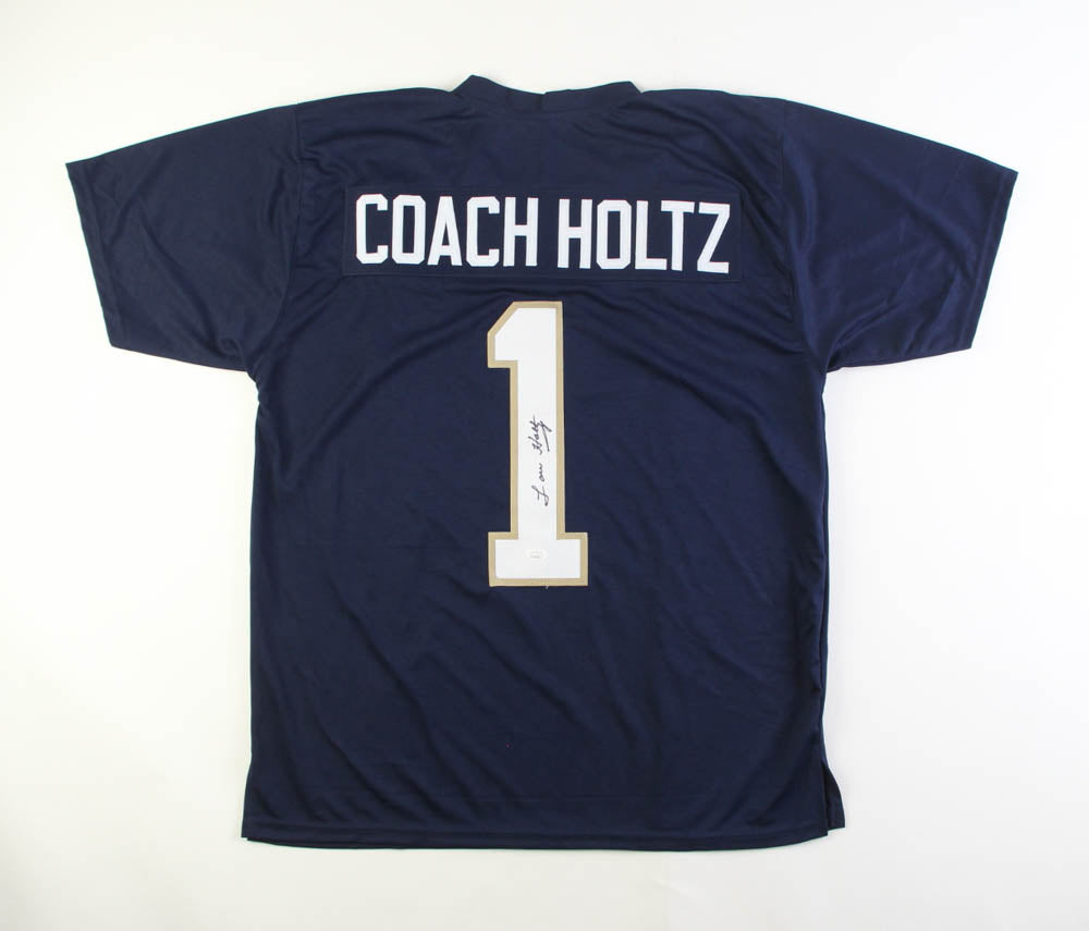 Authentic Lou Holtz Signed Notre Dame #1 Jersey - Limited Edition Collectible for Football Fans & Sports Memorabilia Enthusiasts - Perfect for Man Cave, Game Room Decor, or Gift for Fighting Irish Fans