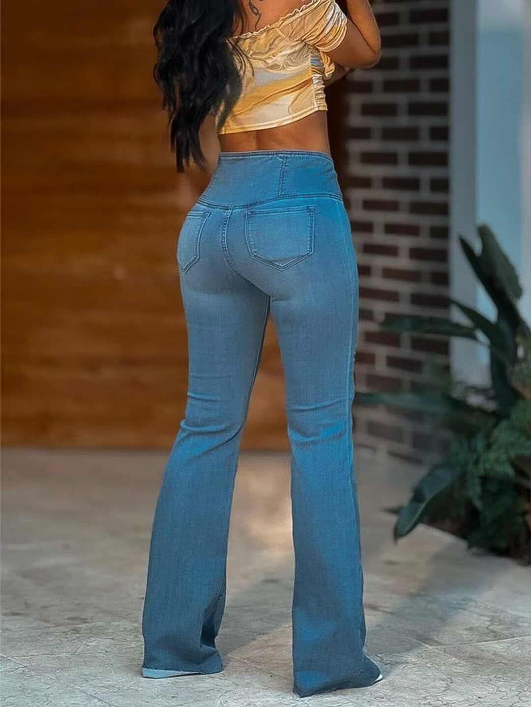 Flamingals Women's High Rise Wide Leg Flared Jeans - Stretch Denim Wrap Pants for Casual Wear | Perfect for Everyday Outfits, Work & Date Nights