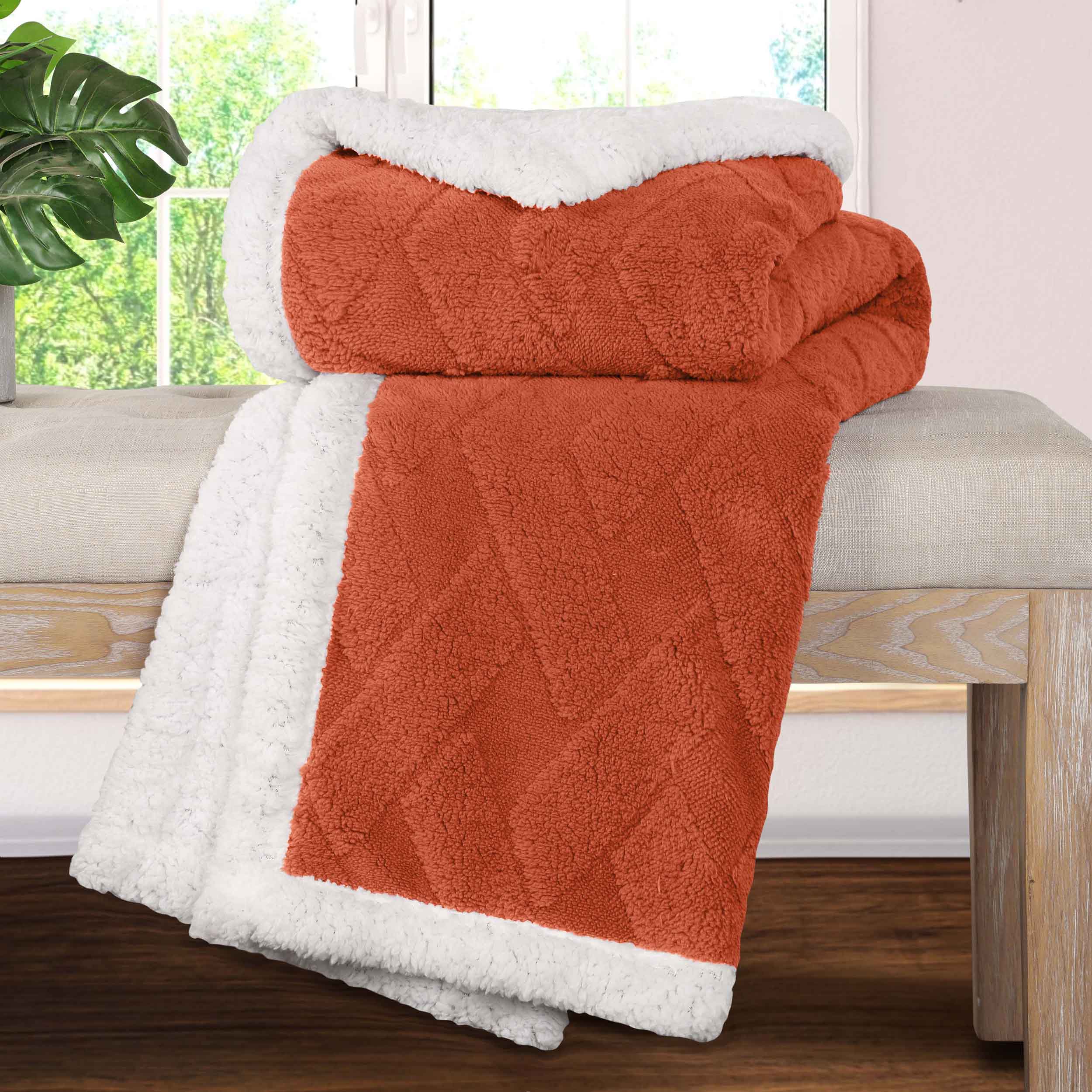 Nuuk Reversible Jacquard Lattice Plush Sherpa Fleece Blanket - Soft Cozy Throw for Couch, Bed & Travel - Perfect for Winter Nights, Camping & Home Decor