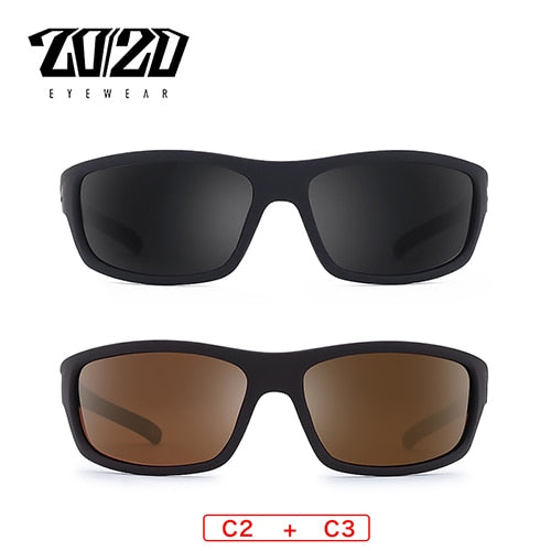 20/20 Polarized Square Sunglasses for Men - UV Protection, Anti-Glare, Lightweight & Durable - Perfect for Driving, Fishing, and Outdoor Activities