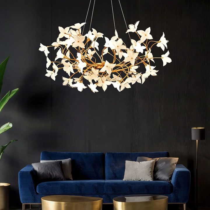 Elegant Begonia Chandelier for Living Room - Modern Crystal Ceiling Light Fixture for Dining Room, Bedroom & Home Decor