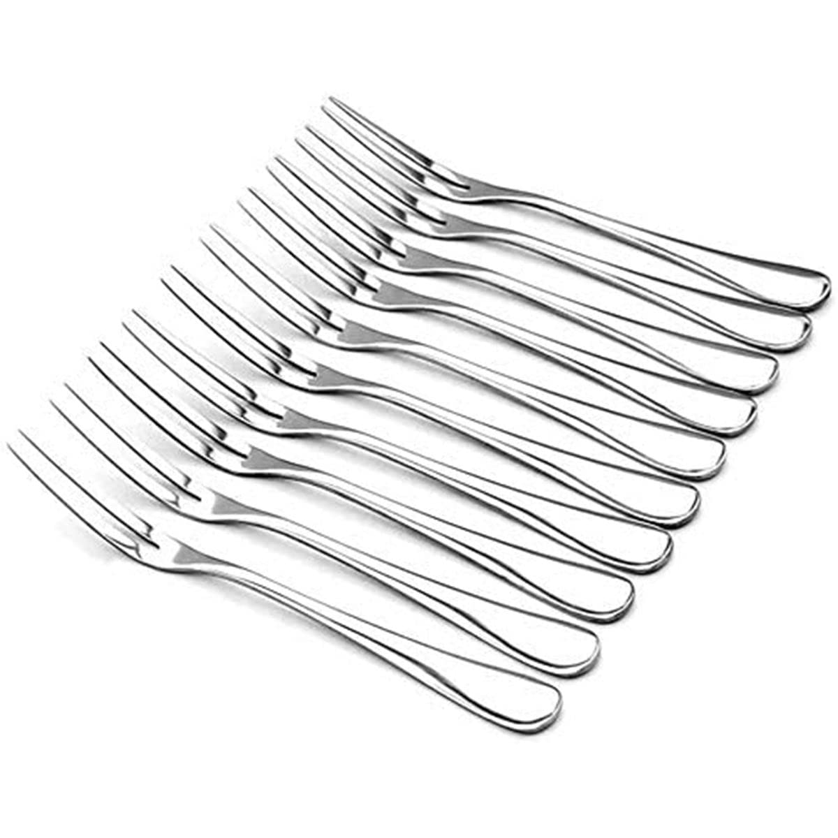 BAUT 10-Piece Stainless Steel Fruit Forks & Escargot Forks - 2-Prong Snack & Cocktail Forks for Restaurants, Parties & Tableware - Perfect for Appetizers, Cheese Platters & Seafood