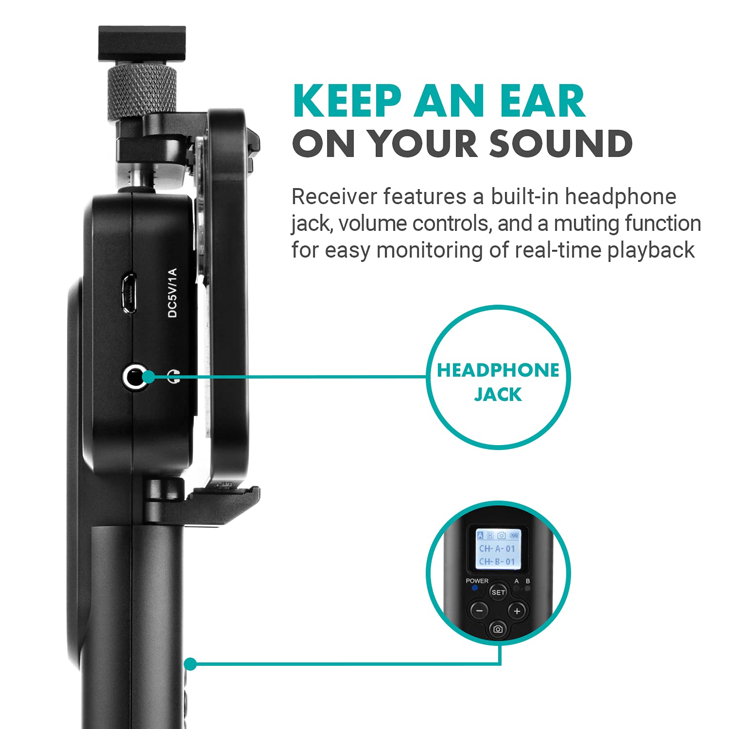 MOVO Wireless Lavalier Microphone Kit for Smartphones - 48-Channel UHF Wireless Mic System with Receiver, Tripod Stand & Bodypack Lapel Mic - Perfect for Vlogging, Live Streaming, Interviews & Podcasting