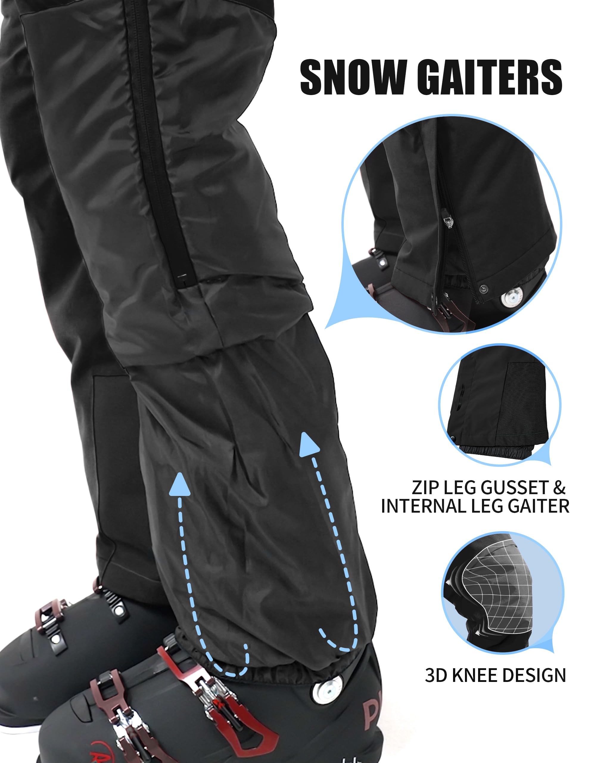 Pioneer Camp Women's Waterproof Insulated Snow Pants - Ski Bib Overalls with Suspenders for Snowboarding, Winter Hiking & Outdoor Activities | Warm Cargo Pants for Cold Weather Adventures