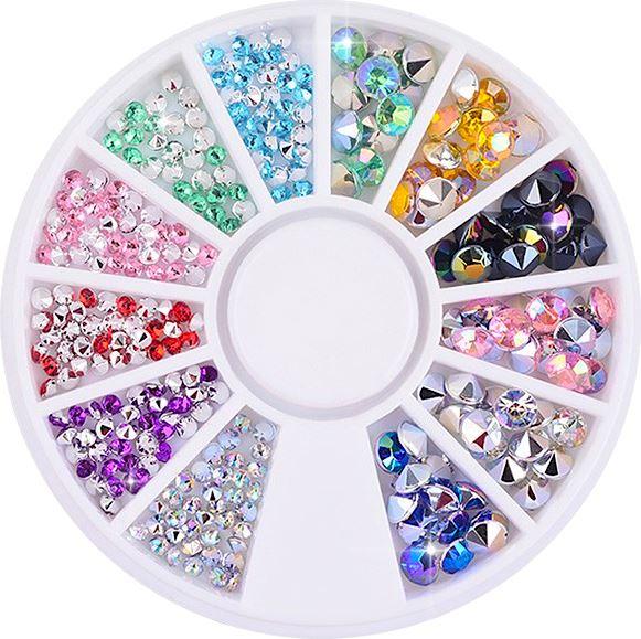 3D Gems Crystal Nail Art Decorations - Rhinestones Wheel SP0001 (56 Pieces) for DIY Manicure, Acrylic Nails, and Salon Nail Designs