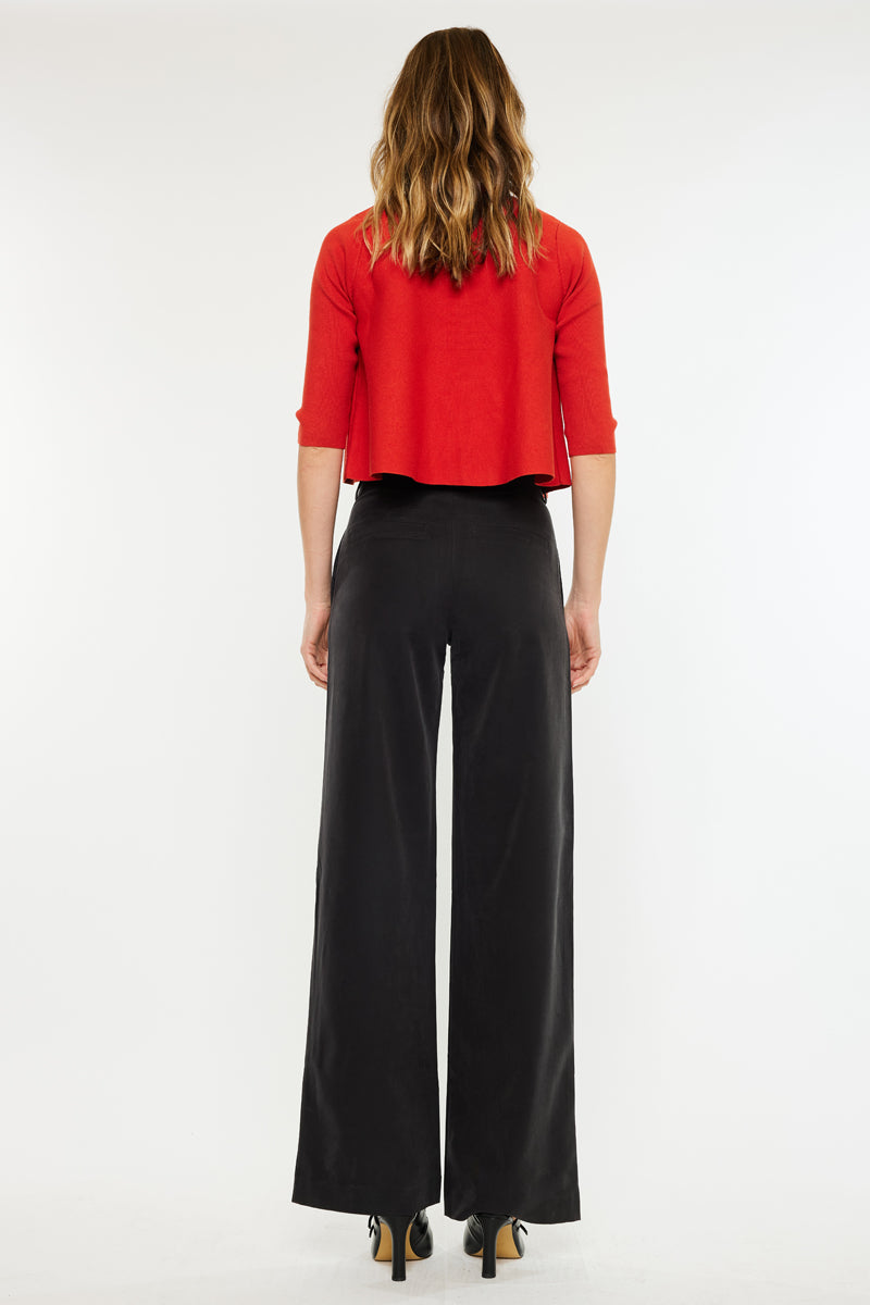 Tinley Mid Rise Wide Leg Pants for Women - Comfortable Stretchy High Waisted Trousers | Perfect for Office, Casual Wear & Travel