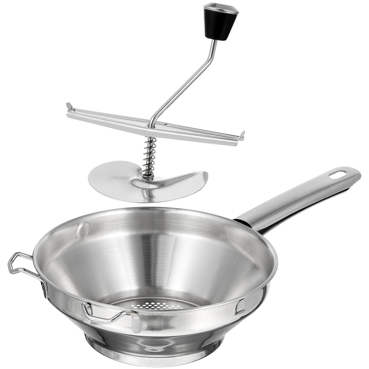 HANABASS Rotary Potato Ricer - Large Stainless Steel Potato Masher with Non-Slip Silicone Handle for Smooth Mashed Potatoes, Jams & Sauces | Perfect for Home Cooking, Baking & Meal Prep
