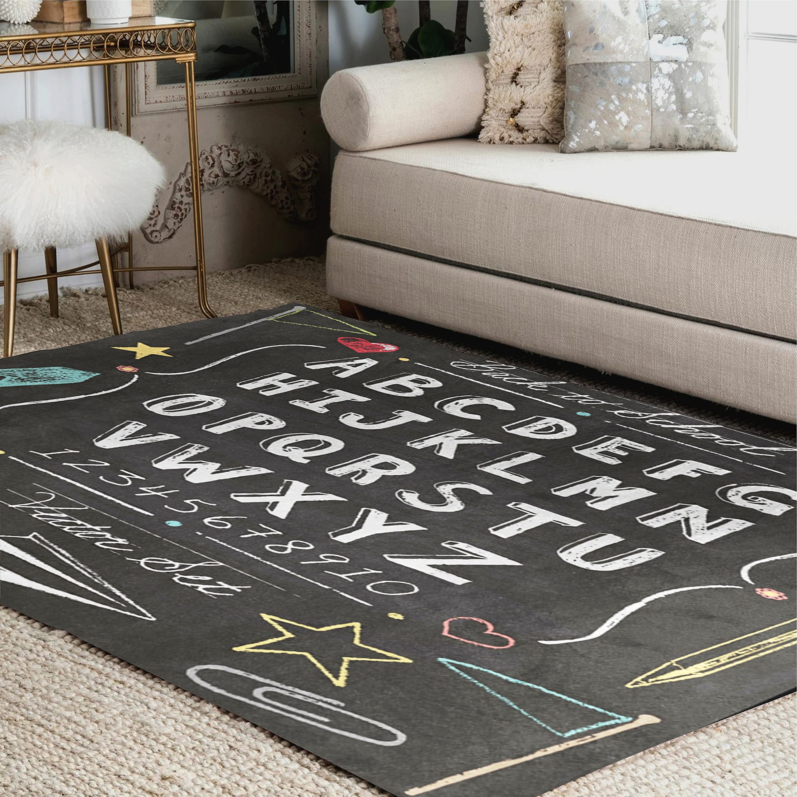 ALAZA Vintage Back to School Alphabet ABC Educational Area Rug - 5'3