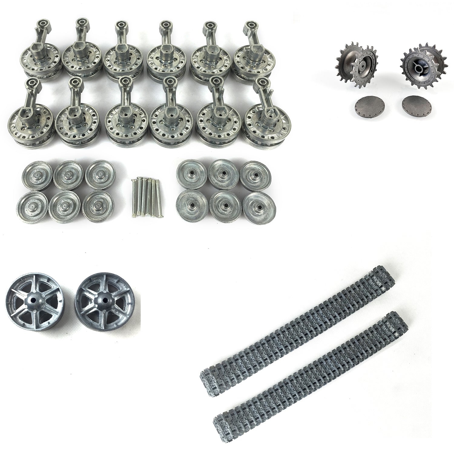 Henglong 1/16 Scale Soviet KV-1 RC Tank Spare Parts - Metal Idlers, Sprockets, Road Wheels & Tracks (Model 3878) | Durable Replacement for Tank Upgrades & Battlefield Repairs