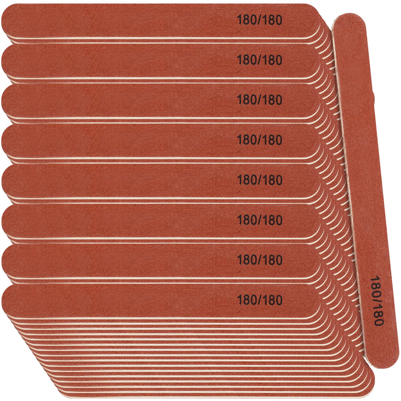 200 Pcs 180/180 Grit Wooden Nail Files - Double Sided Reusable Manicure Emery Boards for Natural & Acrylic Nails - Professional Salon Quality Nail Care Tools for Home & Spa Use