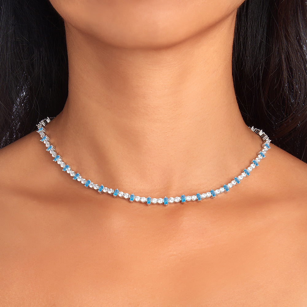 Blue Topaz Mila Necklace - Elegant Sterling Silver Pendant for Women, Perfect for Gifts, Weddings & Everyday Wear
