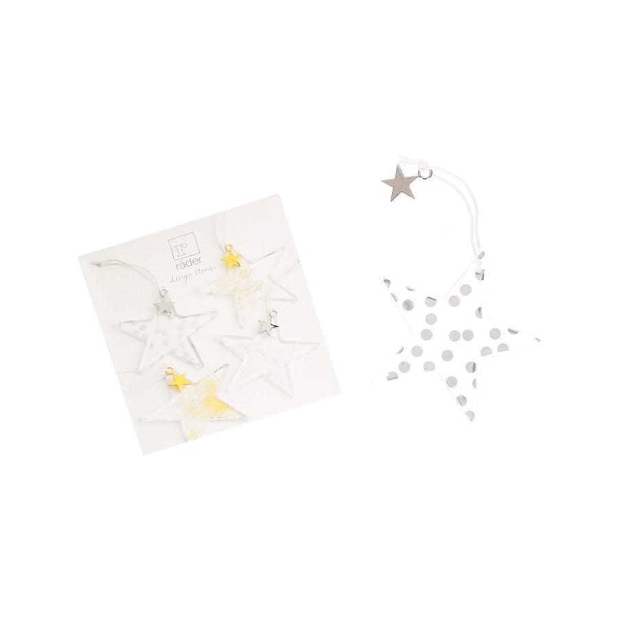 Christmas Glass Ornament Star - 9.5cm Handmade Dot Decoration (38g) for Xmas Tree, Holiday Party & Festive Home Decor