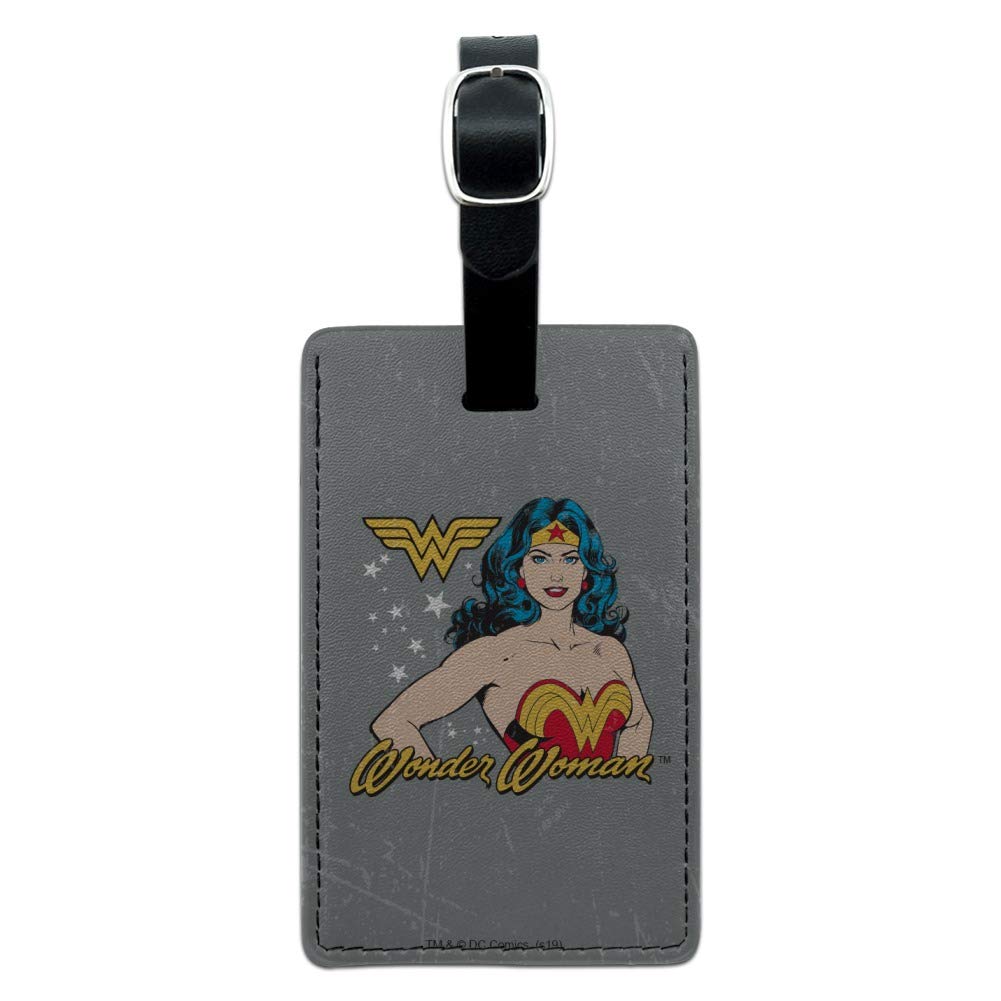 Vintage Wonder Woman Leather Luggage Tag - Rectangle Carry-On ID Tag for Suitcases, Bags & Backpacks | Durable Travel Accessory for Airlines, Business Trips & Vacations